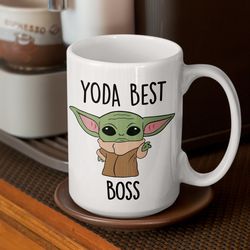 yoda best boss mugs, best boss ever gift, baby yoda mug