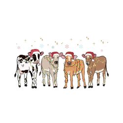 vintage christmas cow lights santa hat svg graphic file