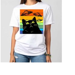 cat and ufos, graphic tees, funny shirts, mens tshirt, graphic tshirts, tshirt gifts, tshirts, novelty tshirts, mens tsh