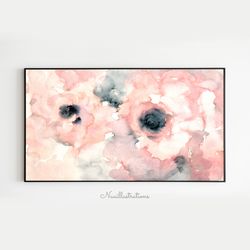 samsung frame tv abstract flower watercolor,  blush pink floral downloadable, digital download art