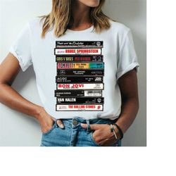 rock cassettes vintage vibe band graphic tee, unisex retro music shirt, rock bands shirt, 90s rock shirt, music cassette