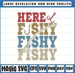Funny Here-Fishy Fishing Svg, Bass Fish Dad Svg, Happy Halloween Png, Digital Download
