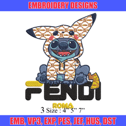 stitch and pikachu fendi embroidery design, cartoon embroidery, cartoon design, embroidery file, instant download.