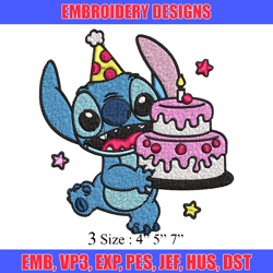 stitch birthday embroidery design, stitch birthday embroidery, cartoon design, embroidery file, digital download.