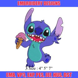 stitch with ice cream  embroidery design, cartoon embroidery, logo design, embroidery file, logo shirt, digital download