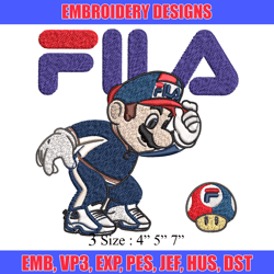 super mario fila embroidery design, super mario embroidery, cartoon design, embroidery file, fila logo, instant download