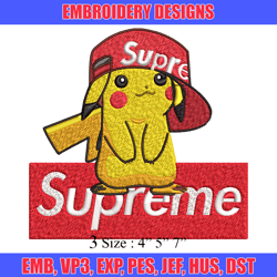 supreme pikachu embroidery design, pokemon embroidery, anime design, embroidery file, anime shirt, digital download.