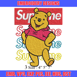 supreme winnie the pooh embroidery design, winnie the pooh embroidery, cartoon design, embroidery file, instant download