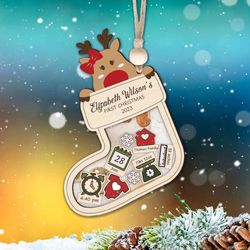 personalized reindeer babys first christmas ornament 2023, custom shake babies ornament, baby shower gift