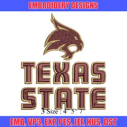 texas state bobcats embroidery design, texas state bobcats embroidery, logo sport embroidery, ncaa embroidery.