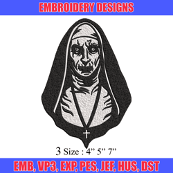 the nun embroidery design, the nun logo embroidery, horror design, embroidery file, logo shirt, digital download.