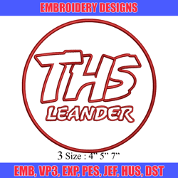 ths leanderlogo embroidery design, ths leander embroidery, logo design, embroidery file, logo shirt, digital download.