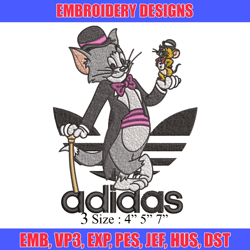 tom and jerry embroidery design, adidas embroidery, embroidery file, cartoon embroidery, logo shirt, digital download