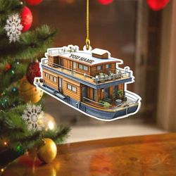 personalized house boat ornament, gift for house boat lovers