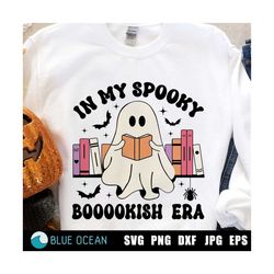 ghost reading books svg, in my spooky boooookish era ghost svg, bookish svg, halloween books svg,book lover, bookworm tshirt