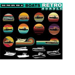 boat svg files - boating cool graphic retro bundle art summer boating svg instant download