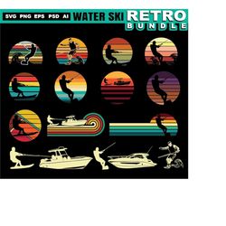 water ski svg files - water ski retro bundle water skiing water sports svg