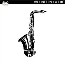 saxophone svg files - saxophone instrument artsy silhouette music instrument svg instant digital downloads