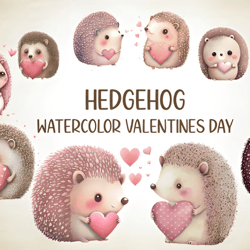 cute hedgehog watercolor valentine