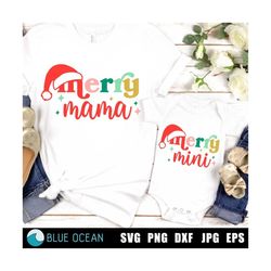 merry mama merry mini sv, merry mama and mini shirt, mommy and me, christmas svg