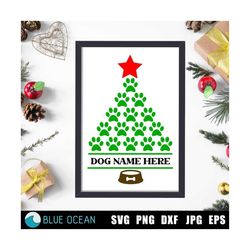 dog christmas svg, dog christmas paw tree svg, paw prints svg, dog paws tree svg