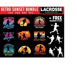 lacrosse svg files - lacrosse retro art graphic theme bundle  lax sports svg instant download