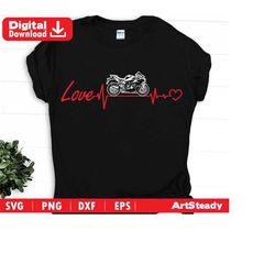 sports bikes motorcycle svg files - love heartbeat graphic art racing rider sport motorcycle instant digital downloads