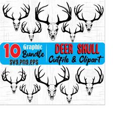 deer svg files - deer skull svg graphic bundle instant digital downloads