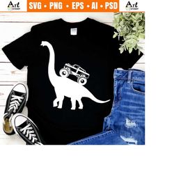 monster truck svg files - funny brachiosaurus dinosaur art off road svg instant download