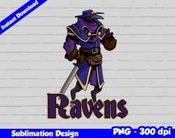 ravens png, football mascot warrior style, ravens t-shirt design png for sublimation, sport mascot design