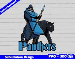 panthers png, football mascot warrior style, panthers t-shirt design png for sublimation, sport mascot design