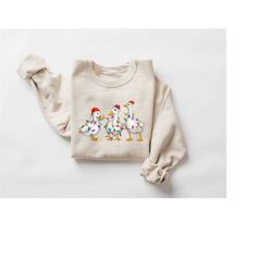 duck christmas sweatshirt, christmas ducks shirt, christmas gifts, funny christmas duck sweatshirt, christmas lights, ch