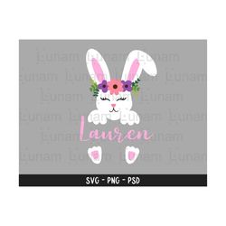 girl bunny name frame svg, easter svg, girl bunny svg, girl bunny split svg, cute bunny svg, girl bunny face svg for cricut silhouette cameo