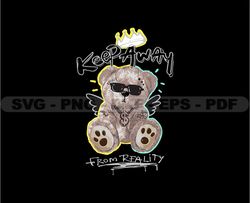 Keep Away From Reality Stretwear, Teddy Bear Tshirt Design, Streetwear Teddy Bear PNG, Urban, DTG, DTF 07