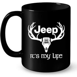 jeep and deer hunting it&8217s my life b &8211 full-wrap coffee black mug
