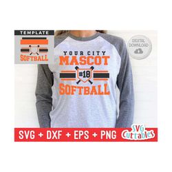 softball svg - softball template - svg - eps - dxf - png - silhouette -  cricut cut file - 0033 - softball team - digital file