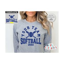 softball svg - softball template - svg - eps - dxf - png - silhouette -  cricut cut file - 0060 - softball team - digital file