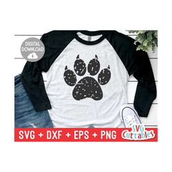 Distressed Paw Print svg, paw with claws svg, grunge paw print, paw cut file, dog paw svg, cat paw svg, Silhouette, Cricut cut file