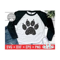 distressed paw print svg, paw with claws svg, grunge paw print, paw cut file, dog paw svg, cat paw svg, silhouette, cricut cut file