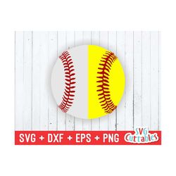 split baseball svg - split softball svg - baseball cut file - baseball half - svg - eps - dxf - png - silhouette - cricut - digital download