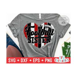 football sister svg - football cut file - svg - eps - dxf - png - heart paint strokes - football   - silhouette - cricut - digital file