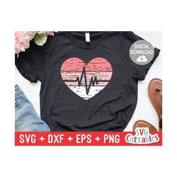 nurse svg - nurse cut file - distressed heartbeat heart - svg -  dxf - eps - png - nurse svg - silhouette - cricut - digital file