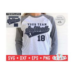 softball svg - softball template 0038 - svg - eps - dxf - png - silhouette -  cricut cut file - softball team - digital file
