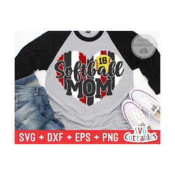 softball mom svg - softball cut file - svg - dxf - eps - png - softball heart brush strokes - silhouette - cricut - digital file