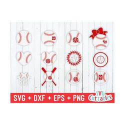 baseball svg, softball svg, baseball monogram frame, svg, eps, dxf, png , softball monogram, bow, heart, silhouette, cricut cut file