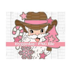 santa png, digital download, sublimate, sublimation, country, western, cute, merry, christmas, tree, cowboy, candy cane, pink, kids,