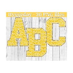 digital chenille letters png, digital download, sublimate, sublimation, graphics, varsity letters, glitter, sports, dtg, yellow