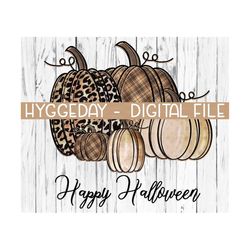 happy halloween png, sublimate download, fall, autumn, pumpkin, thankful, thanksgiving, plaid, beige, golden, cheetah, sublimation