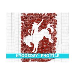 paisley bronc png, digital download, sublimate, sublimation, western, bronc, rodeo, cowboy, country, red bandana print, paisley,