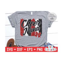 cheer nana svg - cheer cut file - cheer bow svg - dxf - eps - png - cheerleader - brush strokes - silhouette - cricut - digital download